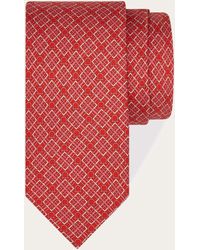 Ferragamo - Check Gancini Print Silk Tie - Lyst
