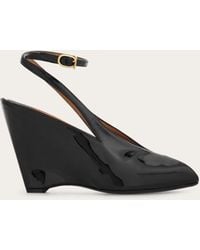 Ferragamo - Mujer Sandalias Peep Toe Con Cuña Negro Talla .5 - Lyst