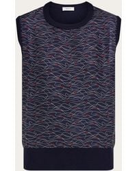 Ferragamo - Knitted Top With Silk Panel Detail - Lyst