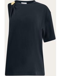 Ferragamo - Crew Neck T-Shirt With Golden Clip - Lyst
