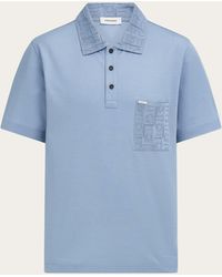 Ferragamo - V-Neck Polo With Jacquard Pocket Detail - Lyst