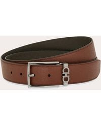 Ferragamo - Reversible And Adjustable Belt With Rectangular Buckle - Lyst