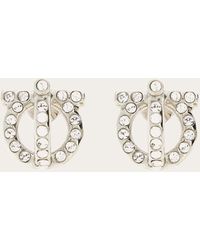 Ferragamo - Women Gancini 3d Earrings With Crystals - Lyst