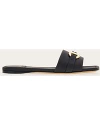 Ferragamo - Flat Slide With Gancini Ornament - Lyst