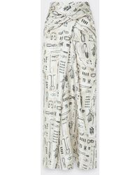 Ferrari - Silk Twill Skirt With Officina Print - Lyst