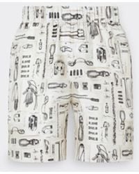 Ferrari - Silk Twill Shorts With Officina Print - Lyst
