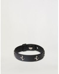 Ferrari - Leather Bracelet With Metal Prancing Horse Studs - Lyst