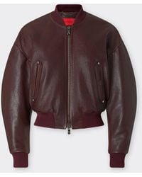 Ferrari - Cropped Leather Bomber Jacket - Lyst
