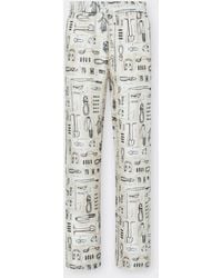 Ferrari - Silk Twill Trousers With Officina Print - Lyst