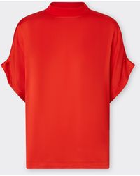 Ferrari - Silk T-Shirt With Contrast High Collar - Lyst