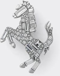 Ferrari - Small Prancing Horse Brooch With Rhinestones - Lyst