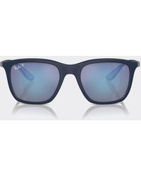 Ferrari - Ray-ban For Scuderia 0rb4433m Matte Blue Sunglasses With Blue Polarized Mirrored Lenses - Lyst