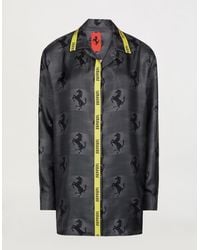 Ferrari 's Silk Shirt With All-over Print And Tape - Grey