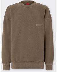 Ferrari - Crewneck Cotton Sweatshirt With Logo - Lyst