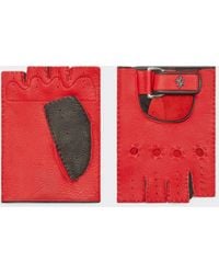 Ferrari - Leather Driving Gloves With Prancing Horse Detail - Lyst