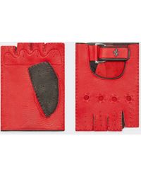 Ferrari - Leather Driving Gloves With Prancing Horse Detail - Lyst
