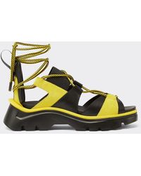 Ferrari - Leather And Suede Sandal With Crossed Laces - Lyst