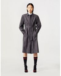 Ferrari Nubuck Trench Coat With Perforated Inserts - Grey