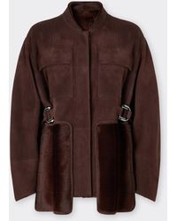 Ferrari - Shearling Caban With 7X7 Check Pattern - Lyst