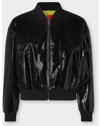 Ferrari - Leather Bomber Jacket With Two-tone 3d Grosgrain Ribbon - Lyst