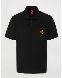 Ferrari 's Supima Cotton Polo Shirt With Prancing Horse - Black