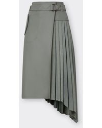 Ferrari - Pleated Suede And Leather Skirt - Lyst