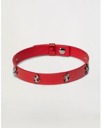 Ferrari Studded Leather Bracelet With Multilayer Laminate-like Finish - Red