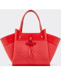 Ferrari - Small Raffia And Leather Tote Bag - Lyst