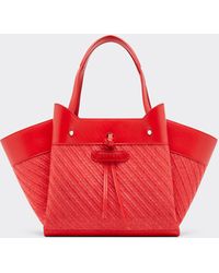 Ferrari - Small Raffia And Leather Tote Bag - Lyst