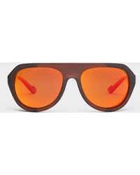 Ferrari - Sunglasses With Leather Details And Polarised Mirror Lenses - Lyst