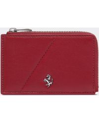 Ferrari - Leather Card Holder With Zip - Lyst