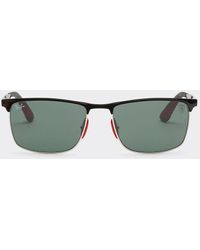 Ferrari - Black And Silver Ray-ban For Scuderia Rb3726mf Sunglasses With Dark Green Lenses - Lyst