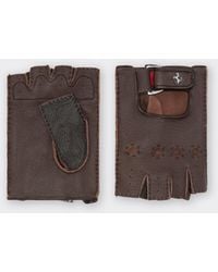 Ferrari - Fingerless Leather Driving Gloves - Lyst