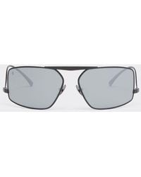 Ferrari - Sunglasses In Black Metal With Silver Mirrored Lenses - Lyst