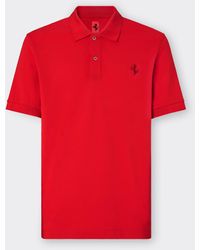 Ferrari - Piqué-Poloshirt Aus Bio-Baumwolle Mit Tänzelndem Pferd - Lyst