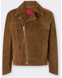 Ferrari - Suede Biker Jacket With Prancing Horse - Lyst