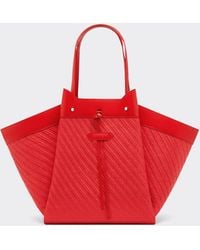 Ferrari - Large Raffia And Leather Tote Bag - Lyst