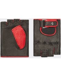 Ferrari - Leather Driving Gloves With Prancing Horse Detail - Lyst
