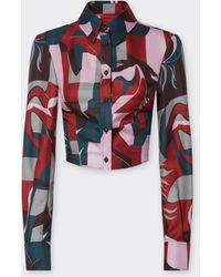 Ferrari - Silk Shirt With Color Block Cavallino Print - Lyst