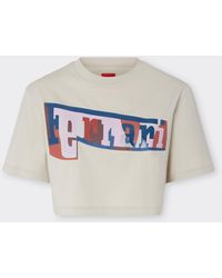 Ferrari - Cropped T-Shirt With Color Block Logo Print - Lyst