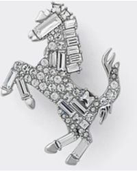 Ferrari - Small Prancing Horse Brooch With Rhinestones - Lyst