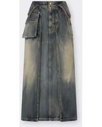 Ferrari - Acid-Washed Denim Midi Skirt - Lyst