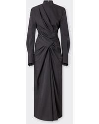Ferrari - Long Satin Dress With Draping - Lyst