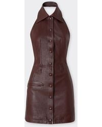Ferrari - Leather Mini Dress With Halter Neck - Lyst