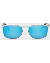 Ferrari - Silver Ray-ban For Scuderia Rb3726mf Sunglasses With Polarized Blue Mirrored Green Lenses - Lyst