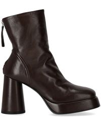 Halmanera - Lara Dunkelbraune Stiefelette Mit Absatz - Lyst