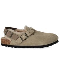 Birkenstock - Tokio Shearling Taupe Clog - Lyst