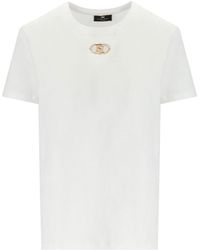 Elisabetta Franchi - White Jersey T-shirt With Logo - Lyst