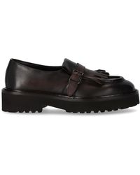 Doucal's - Deco' Dark Loafer With Fringe - Lyst