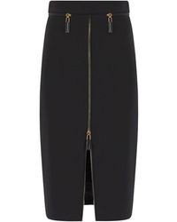 Elisabetta Franchi - Schwarzer Midi-Rock Mit Reissverschluss - Lyst